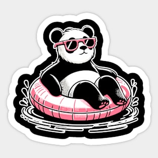 Pool Party Panda in Sunglasses on a Pink Float Funny Pool Panda Sticker